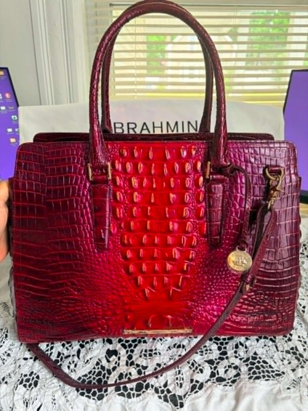 Brahmin Finley Carryall - Ruby Ombre  NWT
